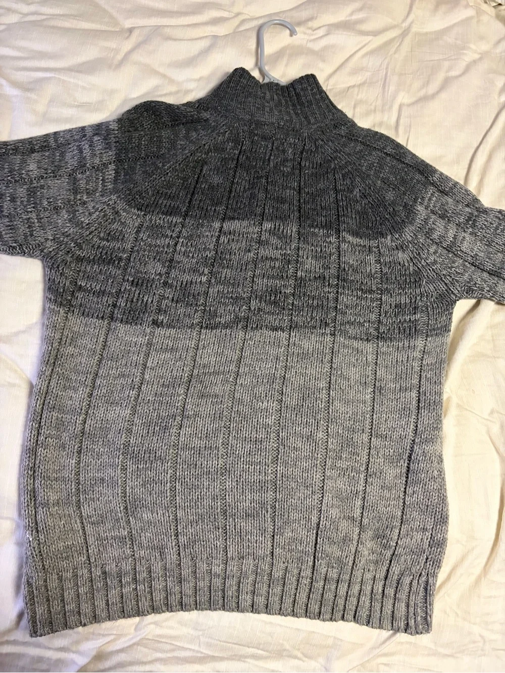 Weatherproof Men's Grey Cable Turtleneck Sweater with Button Placket